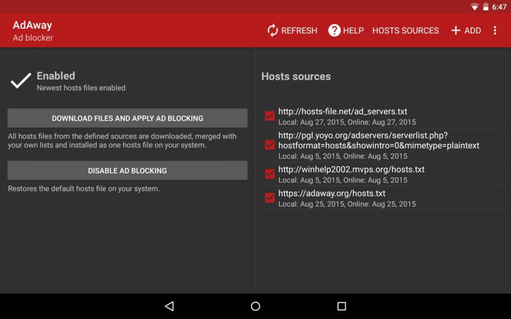 Kaip panaikinti Android reklamas, be root ir su 4 Adaway